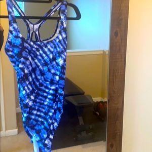 🩱Speedo One Piece Swim Suit Blue Tie Dye Print
